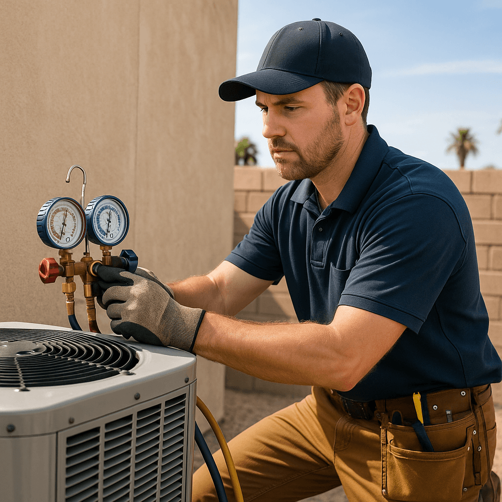 Editorial photographic guide on HVAC Sizing in Extreme Desert Climates: Why Oversized Compressors Short-Cycle and Fail
