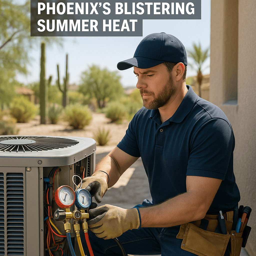Editorial photographic guide on Essential Tips for Preparing Your HVAC System for Phoenix's Blistering Summer Heat.