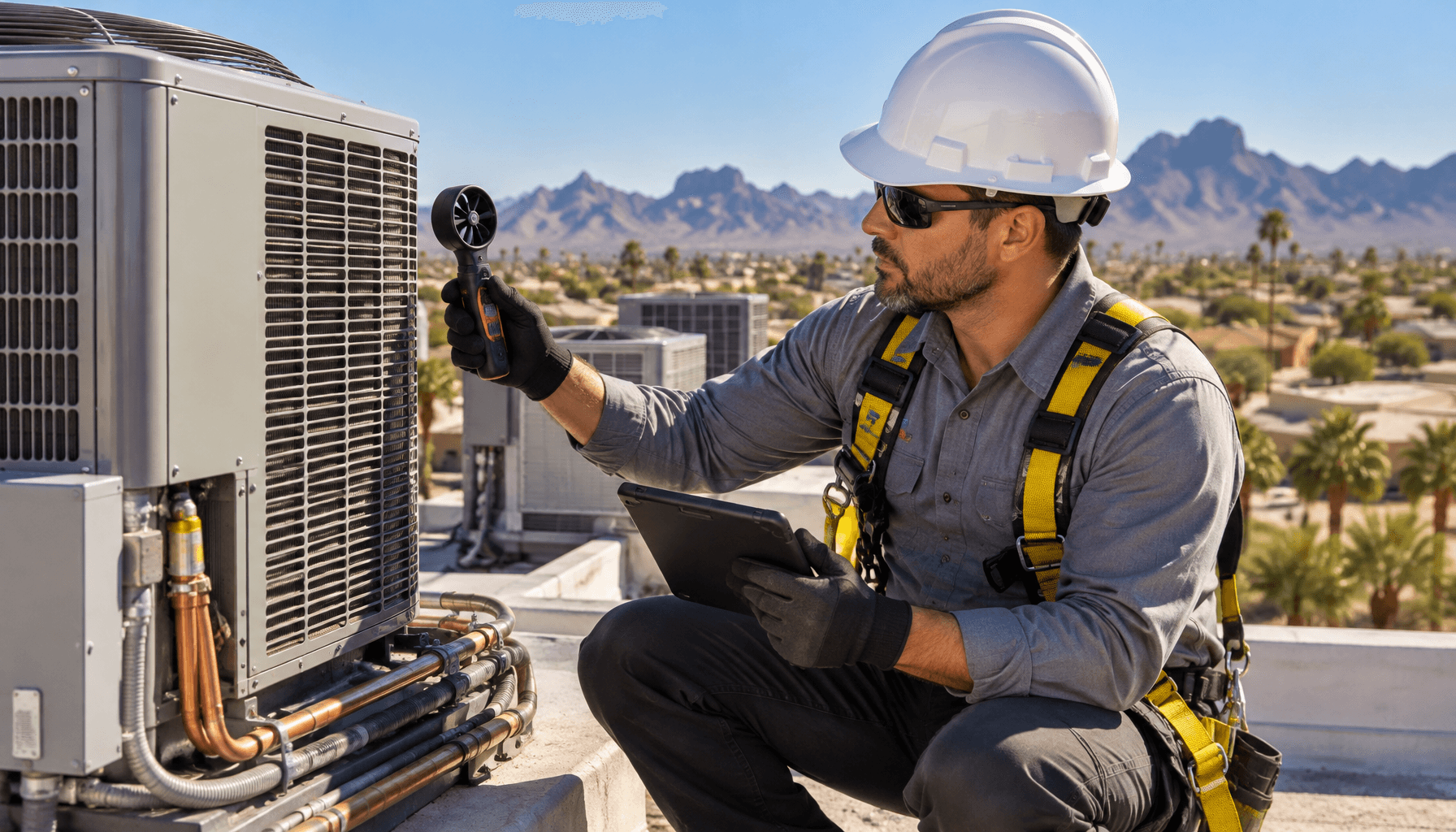 Editorial photographic guide on HVAC Sizing and Manual J Load Calculations for Extreme Desert Climates