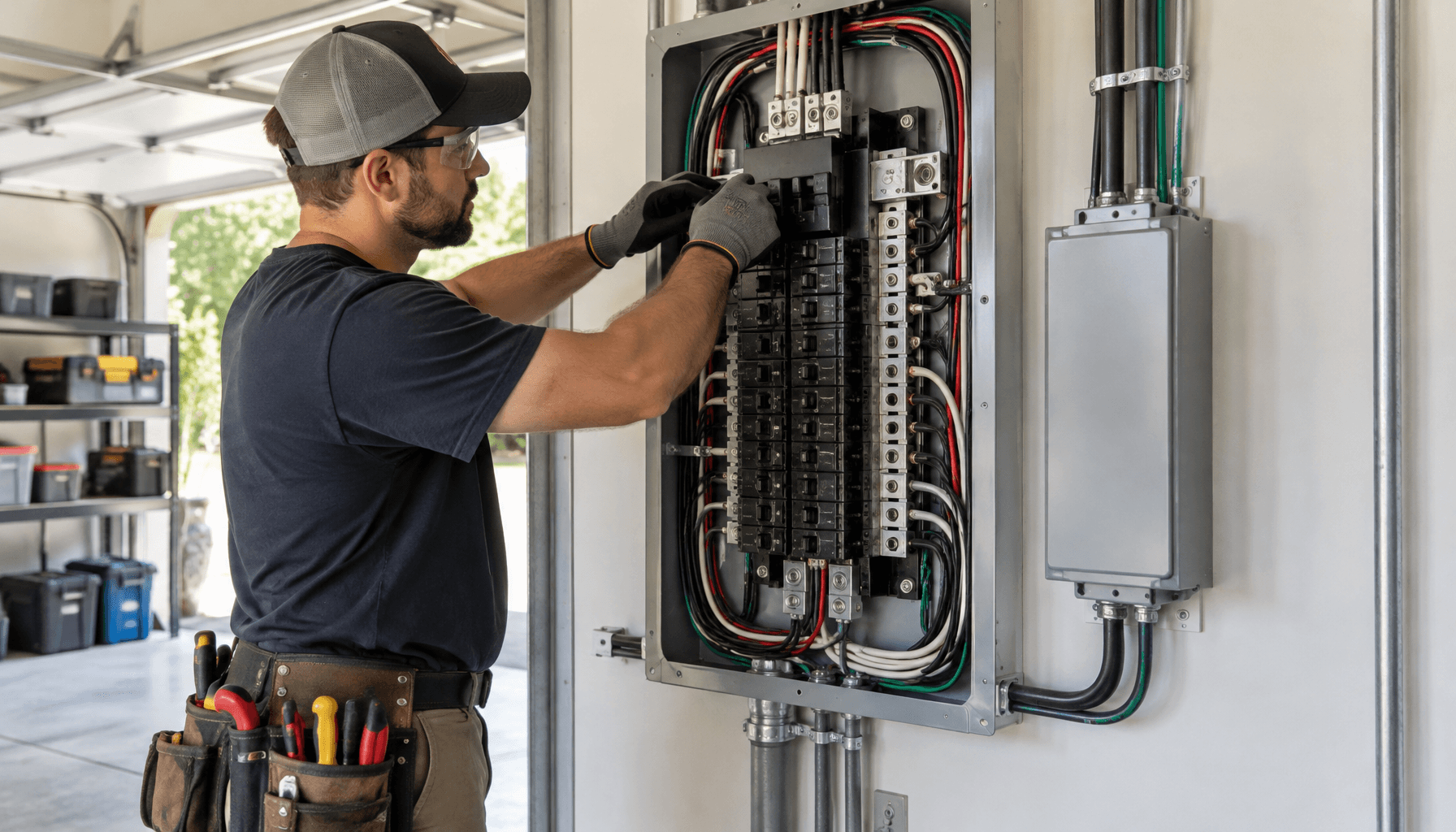 Editorial photographic guide on Service Panel Modernization: 200A Upgrades, Surge Protection, and NEC 2023 Compliance