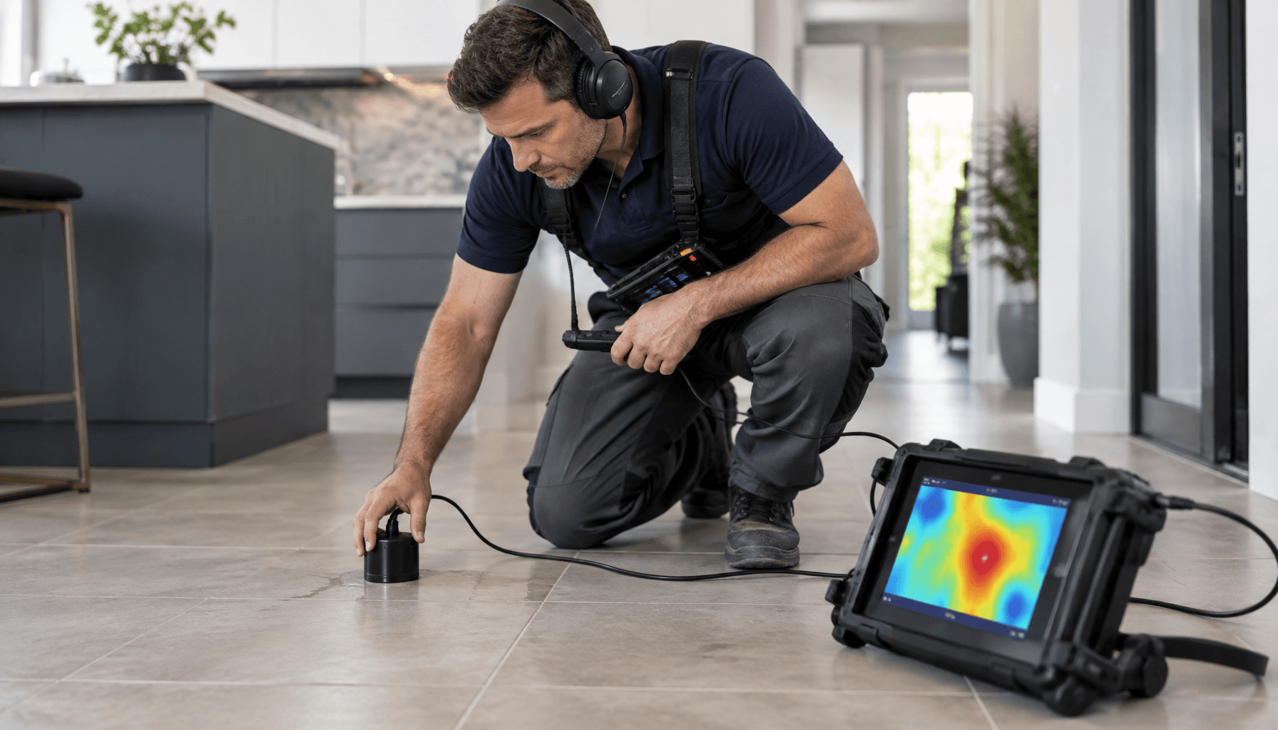 Acoustic and Thermal Diagnostic Topology for Desert Slab Leak Detection